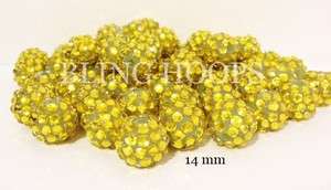 NEW 12 pcs Yellow Acrylic Spacer Resin Rhinestone Beads Basketball 