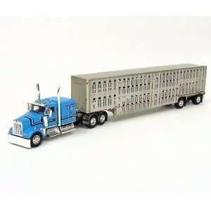  1/64th Blue Kenworth W900 w/ Spread Axle Livestock truck 