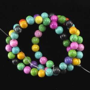  6mm multicolor turquoise round beads 16 strand