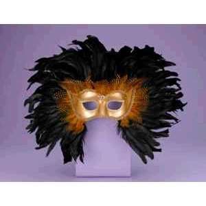  Mardi Gras Masquerade Feathered Gold Venetian Mask Toys 