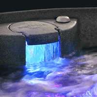   by the color changing waterfall with adjustable water flow