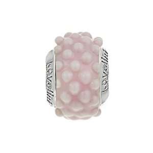   Silver Soft Spot Misty Rose Bead with Murano Glass For Charm Bracelets