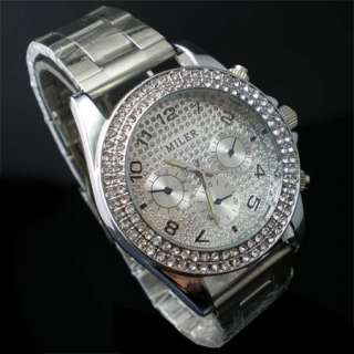  Decorated Stainless steel Men Lady Wrist Watch   