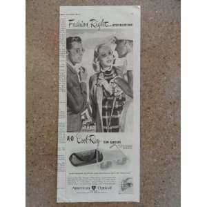 American Optical company, Vintage 40s print ad (cool ray sun glasses 