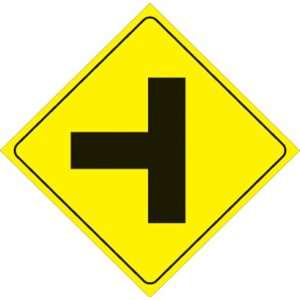  Yellow Plastic Reflective Sign 12   Left T intersection 