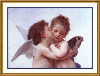 The First Kiss by William Adophe Bouguereau Counted Cross Stitch Chart 