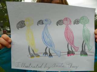 Four Parrots Parrot Original Drawing by AET Child Artist Adopt a Niece