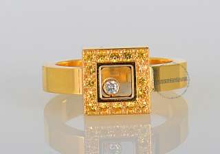 Chopard 18K Yellow Gold Happy Diamonds Square Sapphires Floating 