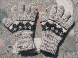G89 New Tibetan Hand knit 100% Wool Natural Color Unisex Winter Ski 