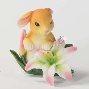 Enesco in The Flower Garden Bunny with Lily Figurine, 4 Inch  