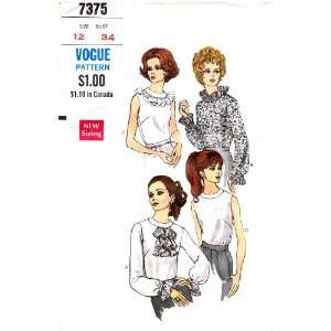  Vogue 7375 Vintage Sewing Pattern Womens Blouse Size 12 