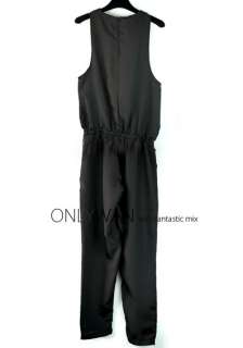 WAN★Street Chic Black Silk Blend Ruffle Jumpsuit Pant  