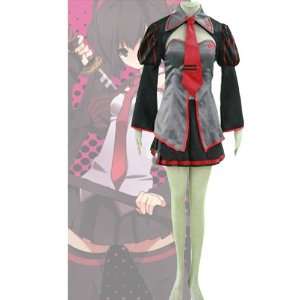  Vocaloid Hasune Miku Cosplay Costume Black and Red Dress 