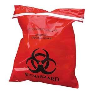  Biohazard Waste Bag, Disposable, 100 per Box, Red, 2 Sizes 