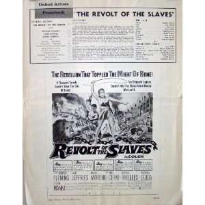 Revolt of the Slaves Vintage 1960 Pressbook with Rhonda Fleming, Lang 