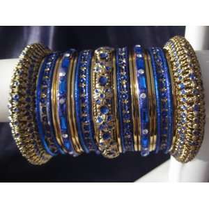  Indian Bridal Collection Panache Indian Blue Bangles Set 