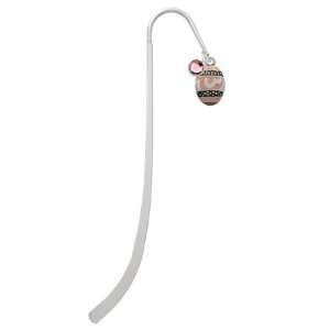   Egg Silver Plated Charm Bookmark with Light Pink Swarovski Drop