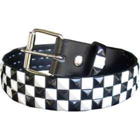   MENS/WOMENS CHECKERBOARD BLACK STUDDED PUNK BELTS 30 TO 44 Clothing