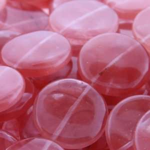 Cherry Quartz  Disc Puffy   20mm Diameter, Sold by 7 Inch Strand 