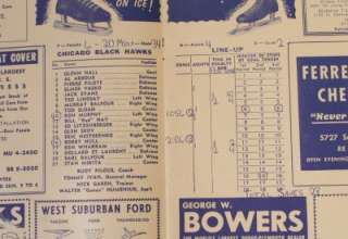 1959 60 Chicago Blackhawks Canadiens Program Glen Skov  