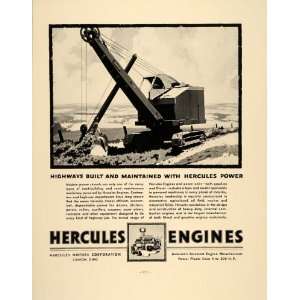  1938 Ad Hercules Engines Power Shovel Road Construction 