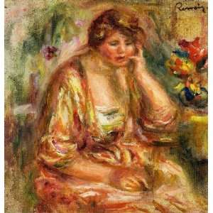 Oil Painting Andree in a Pink Dress Pierre Auguste Renoir Hand Paint