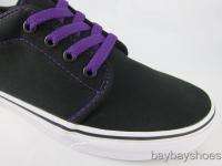 VANS 106 VULCANIZED BLACK/HELIOTROPE PURPLE STITCHING/WHITE SKATE MENS 