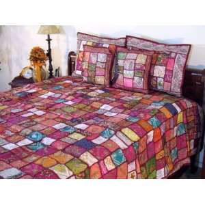  INDIA SARI VINTAGE BEDDING SET BEDSPREAD COVERLET DUVET 