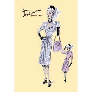  Vintage Art Fashionable Dress with Bag and Hat   08594 0 