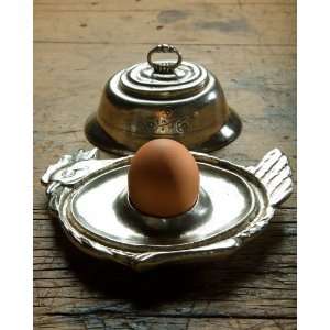  Arte Italica Vintage Pewter Hen Egg Cup with Lid