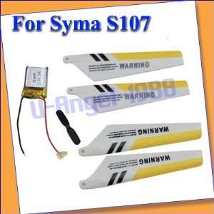  syma s107 1 tail blade +1pair a/b main blade+1 piece 3.7v 