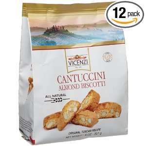 Vincenzi Cantuccini Almond Biscotti, 8 Ounce Packages (Pack of 12)