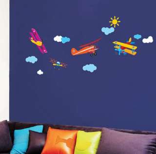 decor accents self adhesive wall sticker sky airplane pilot ss58223