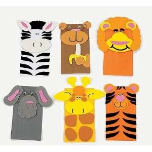    Foam And Plush Zoo Animal Paper Bag Puppet Craft Kit Toys & Games