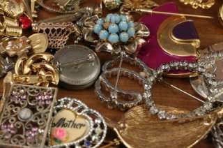 Vintage 1 LB BULK Lot Costume Jewelry Brooch Pins Stick Pins Metal 