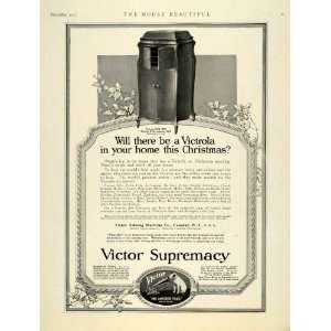 1917 Ad Victor Victrola Models Xmas Nipper Phonograph   Original Print 