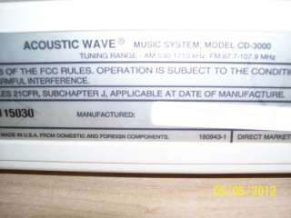   ACOUSTIC WAVE MUSIC SYSTEM AM/FM RADIO CD 3000 AWESOME SOUND  