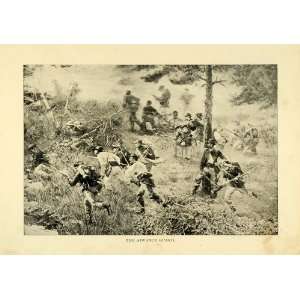  1899 Print Spanish American War Soldiers Battlefield Combat Weapon 
