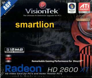 NEW VisionTek Radeon HD 2600 XT Video Card 512mb AGP  