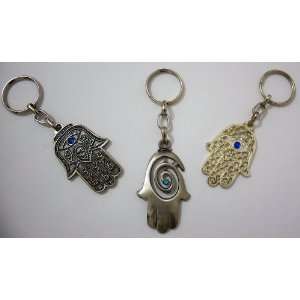  Lot of 3 Evil Eye HAMSA Kabbalah Keychains   Hebrew Amulet 