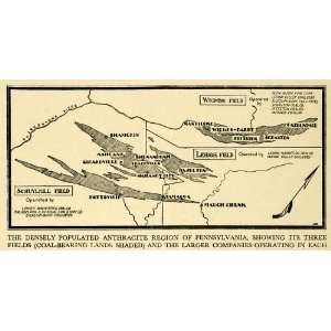  Coal Mine Region Map Schuykill Pennsylvania Lehigh Mining Anthracite 