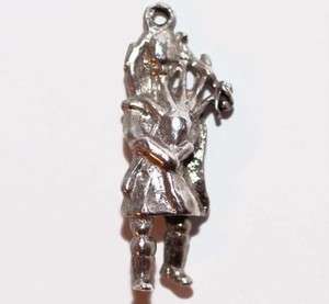   BAGPIPE PLAYER MAN Vintage Sterling Silver 3D Charm ~SOLID SILVER
