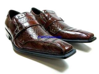 ALDO Mens Brown Crocodile Texture Dress Casual Shoes  