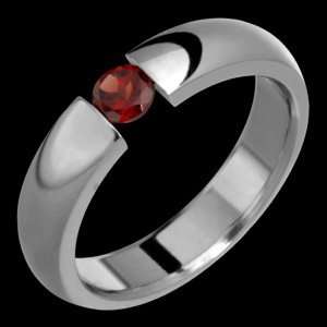 Antim   size 12.00 Titanium Ring with Tension Set Garnet 