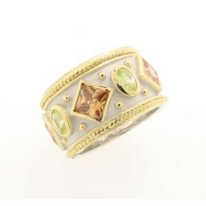  Vermeil Lime & Champagne Sterling Silver CZ Ring (8 