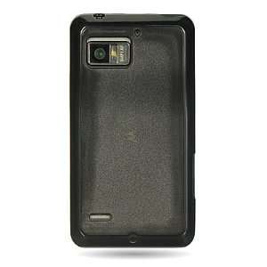 WIRELESS CENTRAL Brand Hard CLEAR Snap on case With Soft BLACK TPU 