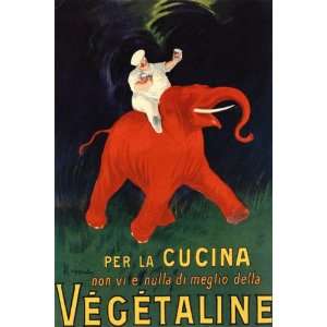  RED ELEPHANT CUCINA VEGETALINE VINTAGE POSTER CANVAS REPRO 