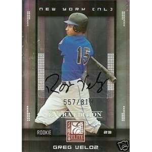  Greg Veloz 2008 Donruss Elite Signed Card Mets 557/819 