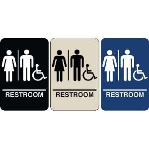 Braille Sign   Mens & Womens Handicapped Restroom, ColorWhite on 