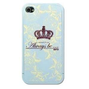 TM)Blue and White Crown Pattern Hard Case with Flower Design For Apple 